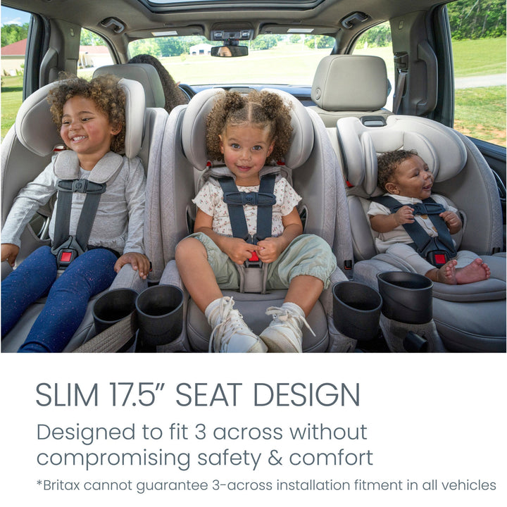 Slim 17.5-inch design lets the Britax One4Life Slim car seat fit 3 across in Parchment
