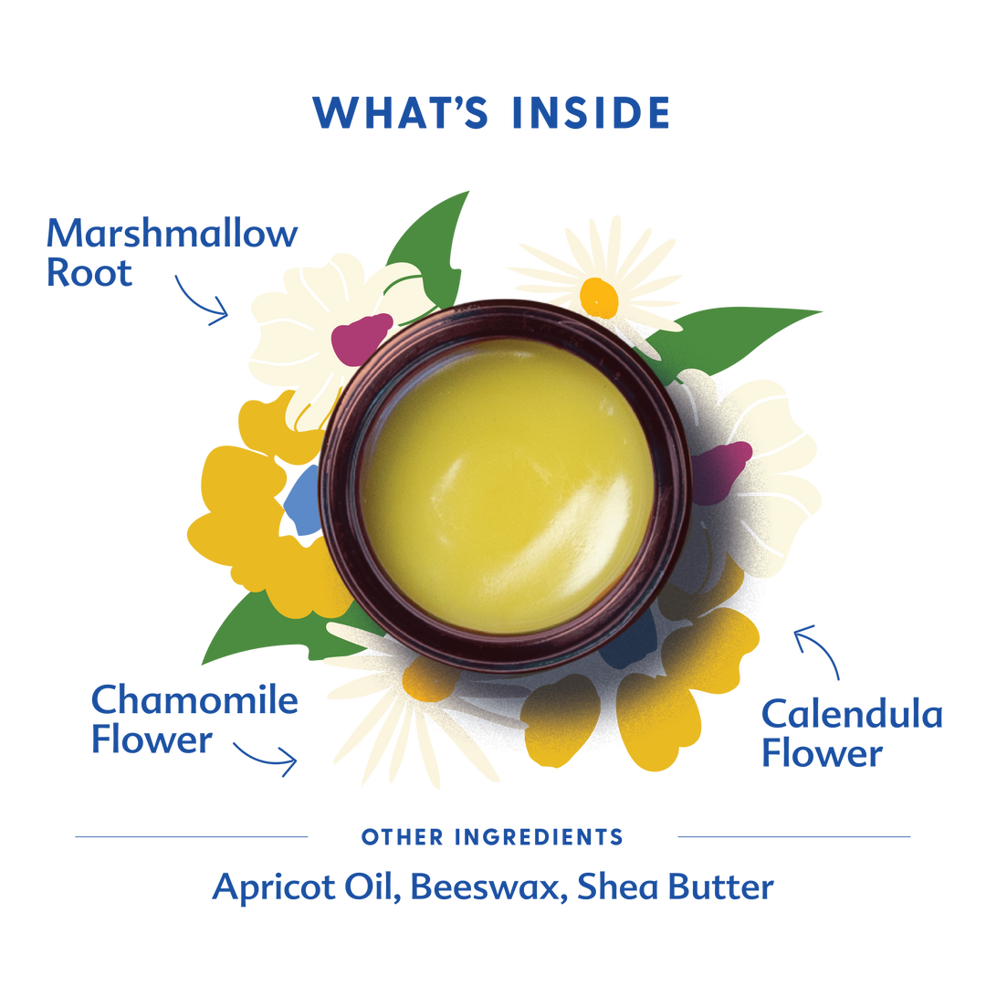 Motherlove Everyday Baby Balm shown on white background, a pure herbal balm ideal for daily baby skin protection.