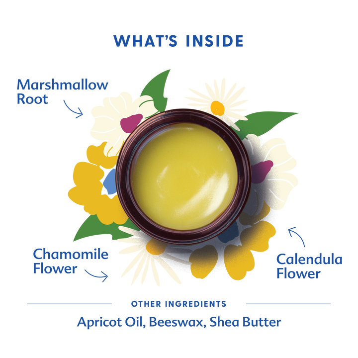 Motherlove Everyday Baby Balm shown on white background, a pure herbal balm ideal for daily baby skin protection.