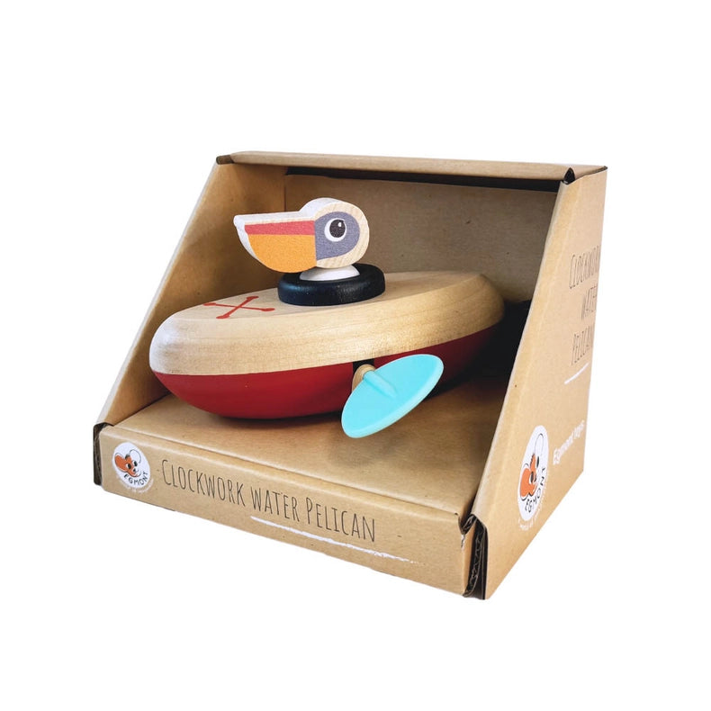 Egmont Clockwork Water Pelican brings joy to bath time, a classic wind-up bath toy for toddlers.