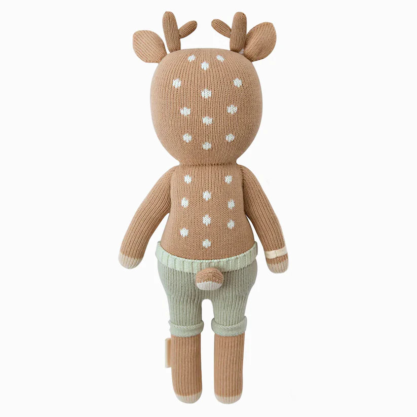 Back view shows Cuddle + Kind Elliot the Fawn as a well-crafted stuffed toy friend.