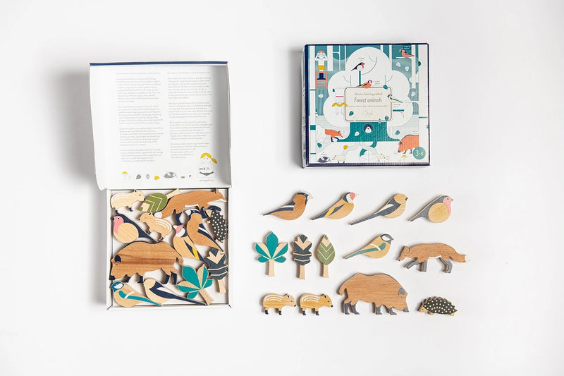Hand-painted Eperfa Forest Animals Set, sustainable wooden toys that inspire storytelling and creative play for kids.