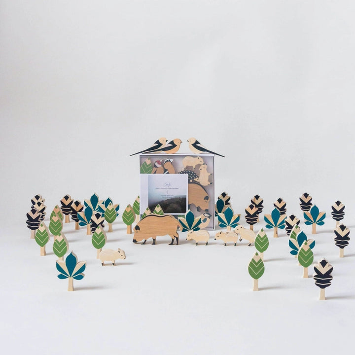 Eperfa Forest Animals Set wooden toy collection, handcrafted for imaginative play and eco-friendly learning at Hazel & Fawn.