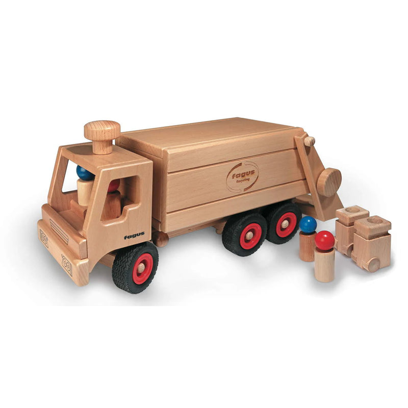 Fagus Garbage Truck wooden toy truck with moving parts.