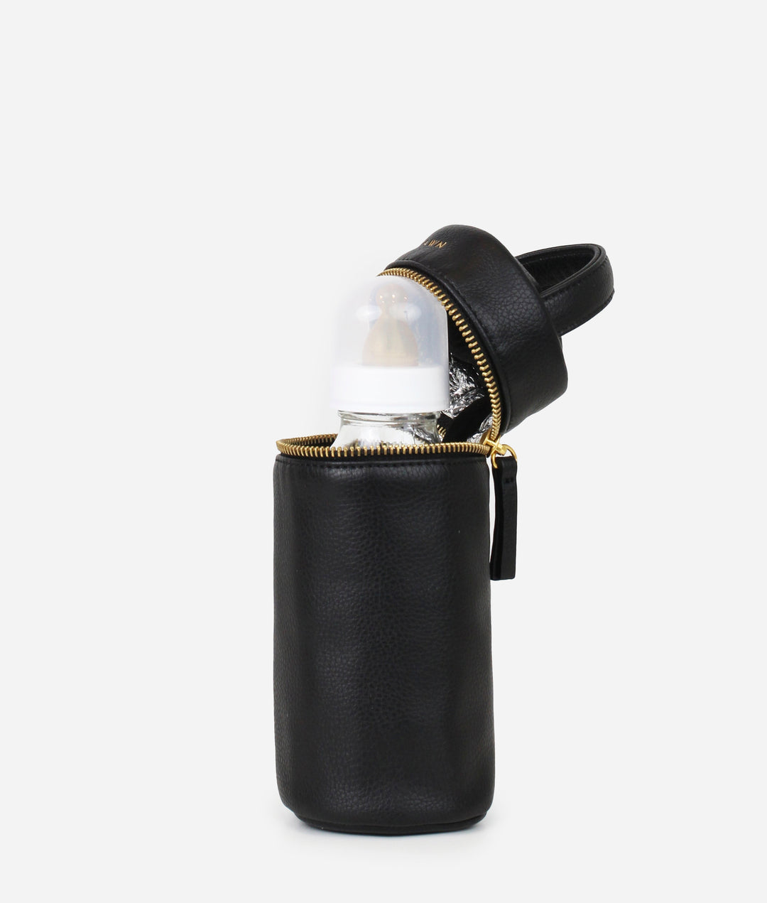 Fawn Design Bottle Bag in Black, insulated to keep bottle warm & cool, and fits almost any size.