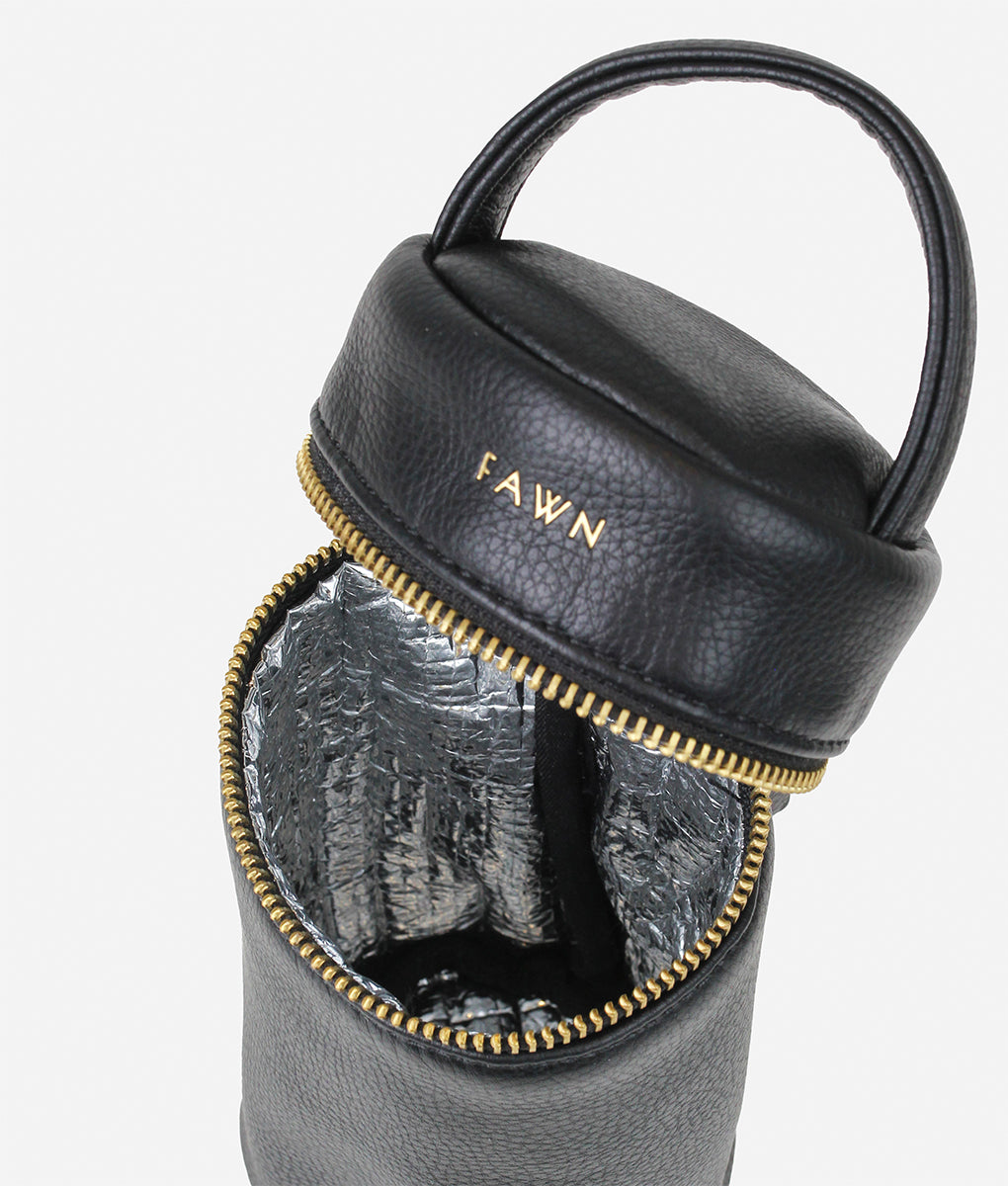 Fawn Design Bottle Bag with Faux Black leather 