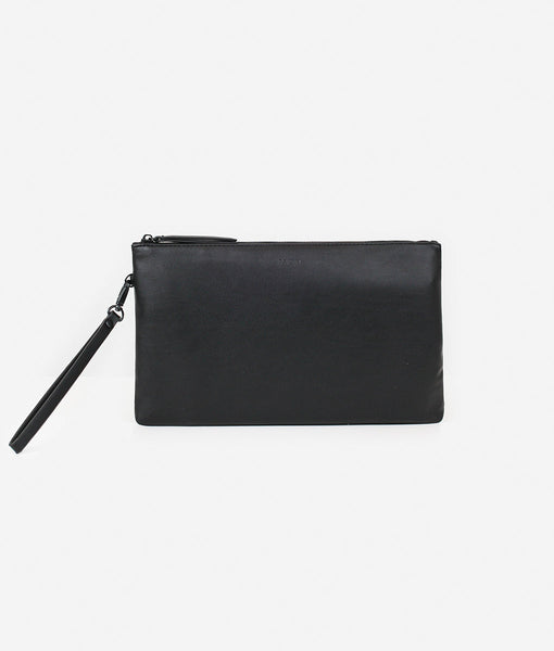 Fawn Design Changing Clutch Bag in Black with Black logo and details 