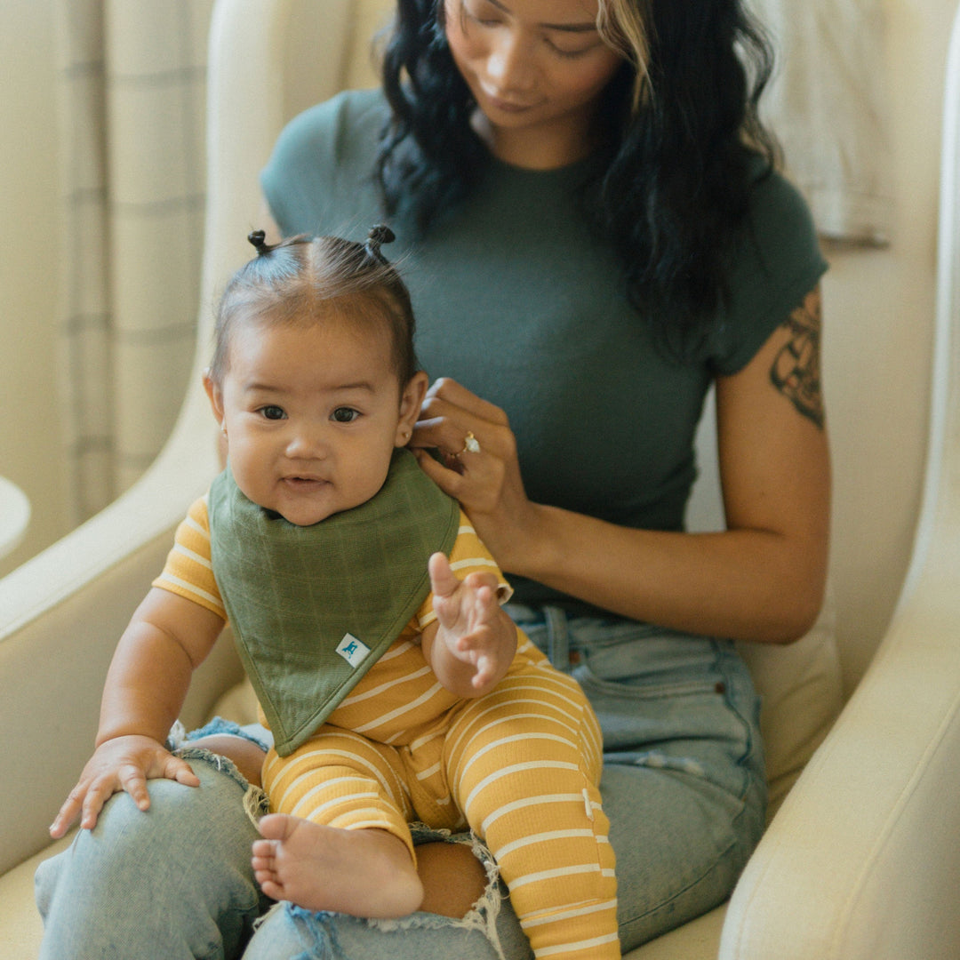 Little Unicorn Cotton Muslin + Fleece Bandana Bibs - Sea, essential bibs for messy mealtime