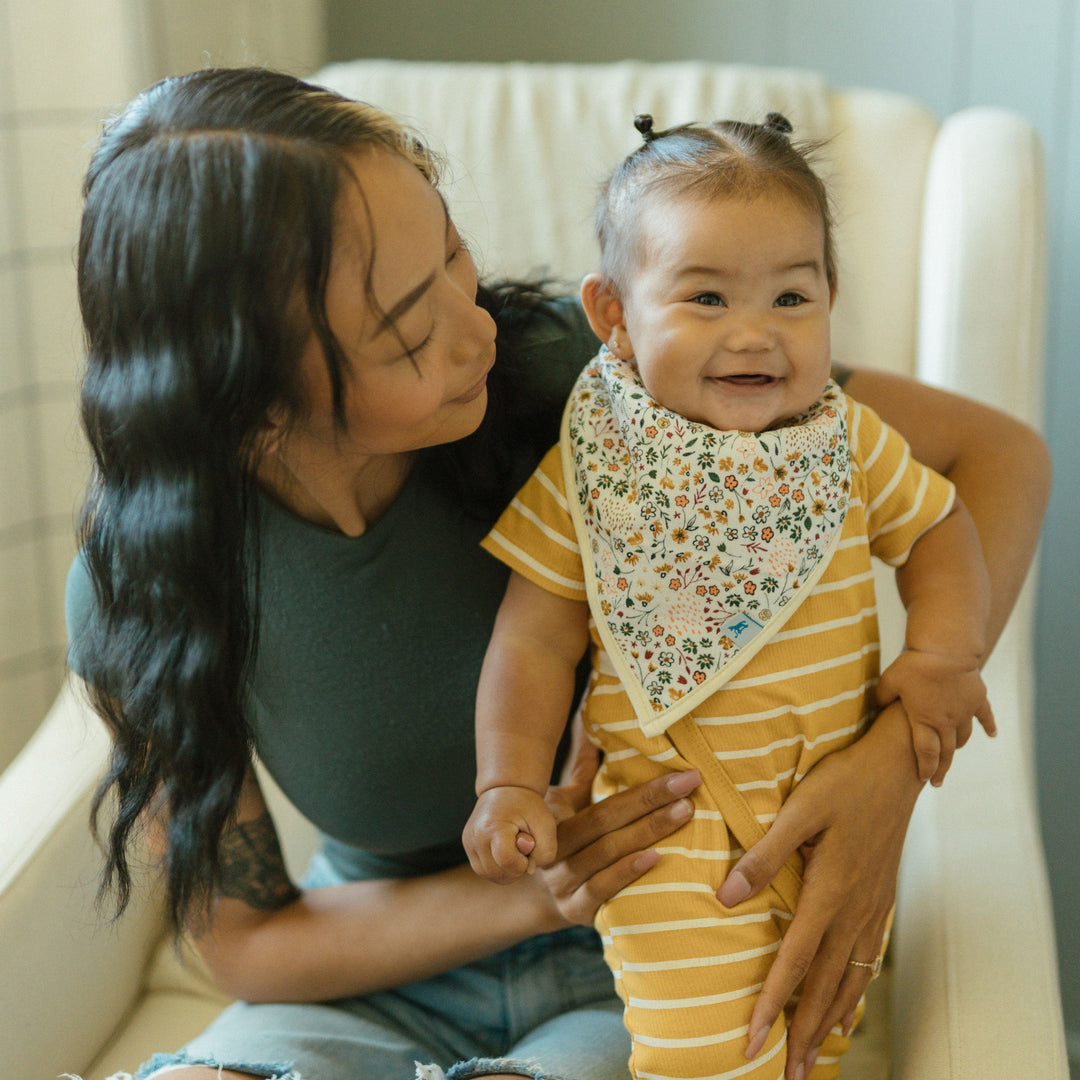 Little Unicorn bibs for baby, Pressed Petals set perfect for drool and spills