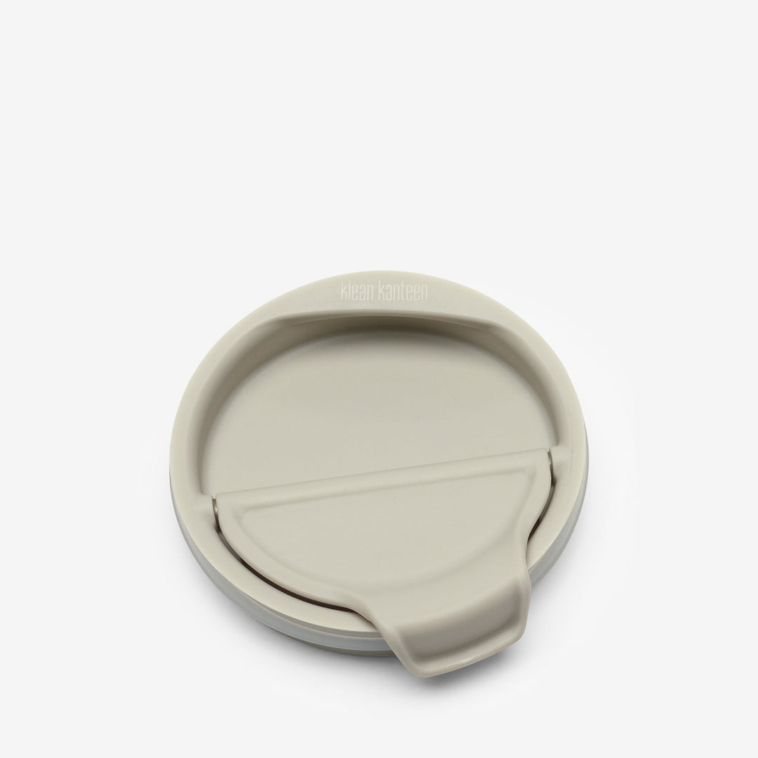 Klean Kanteen flip lid in Tofu color displayed separately, emphasizing sealed no leak top design
