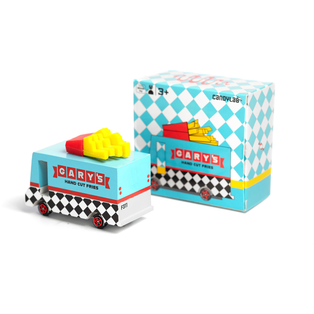 French fry van toy vehicle by Candylab, crafted for fun pretend play.