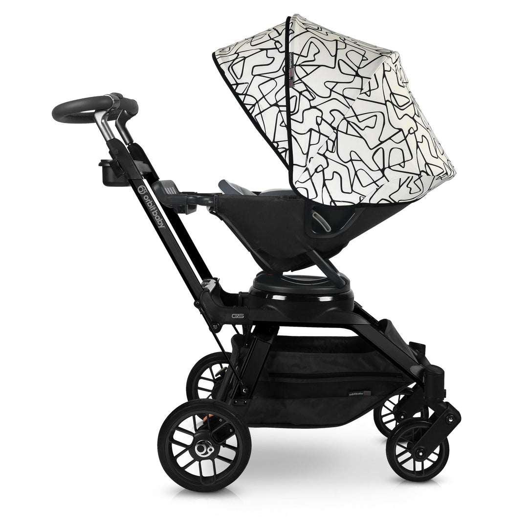 Orbit baby stroller canopy in squiggle stroller with large canopy