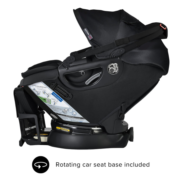 Black Orbit Baby G5+ Infant Car Seat with Base with rotating base and UPF 50+ canopy