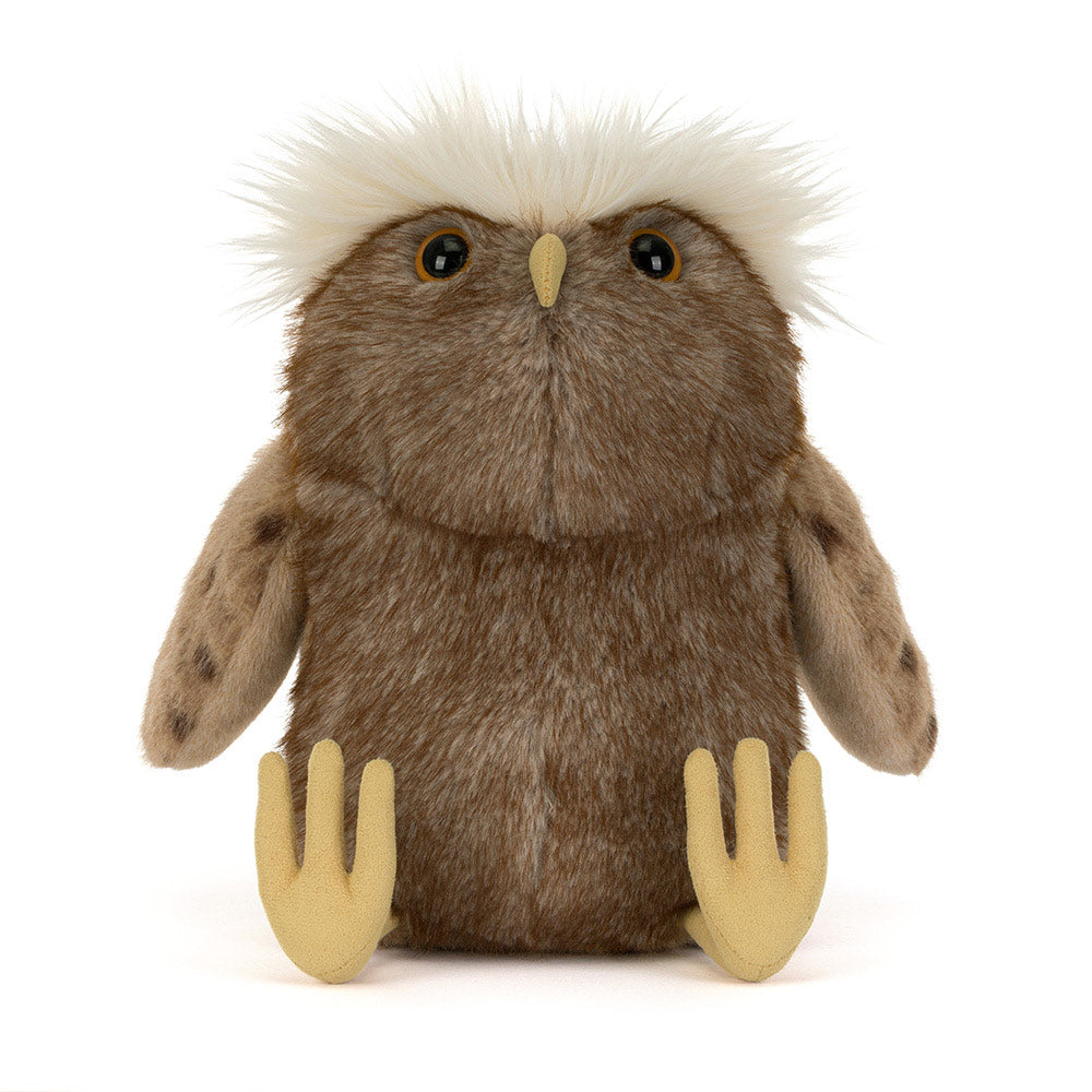 Fluffy-browed Jellycat owl plush, Tawoola Owl, a charming Christmas stocking gift for kids 1+