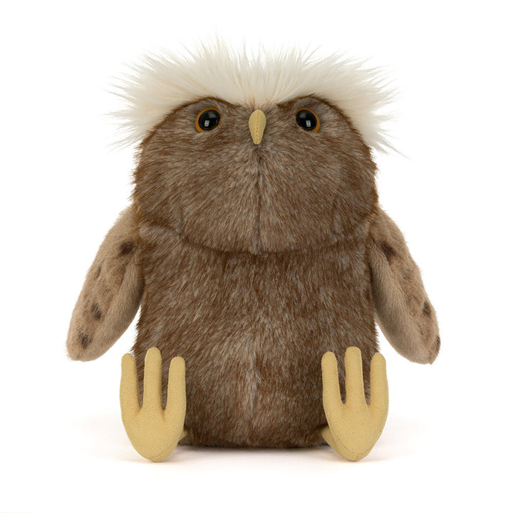 Fluffy-browed Jellycat owl plush, Tawoola Owl, a charming Christmas stocking gift for kids 1+