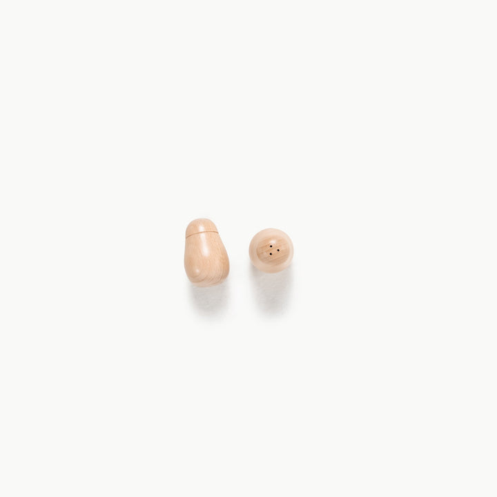Small salt and pepper shaker toys included in Gathre's Play Cooking Set for kids