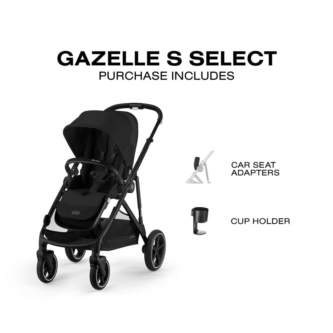 What's included with the CYBEX Gazelle S Select Stroller in Moon Black