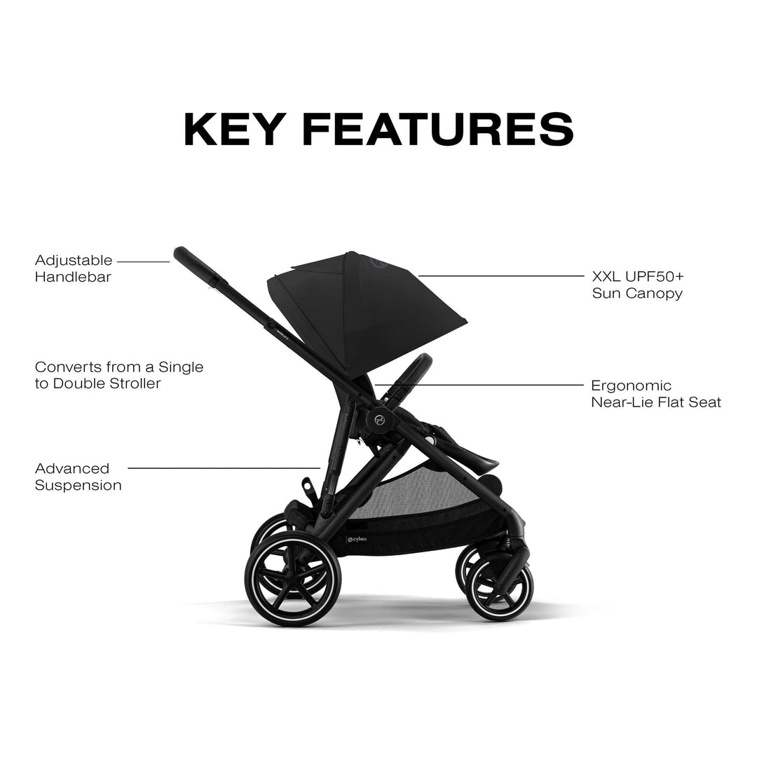 Key features of the Moon Black CYBEX Gazelle S Select all-in-one stroller