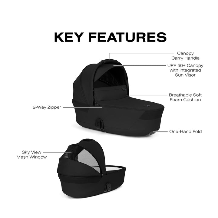 Key features of the CYBEX Gazelle S 2 Foldable Cot, Moon Black