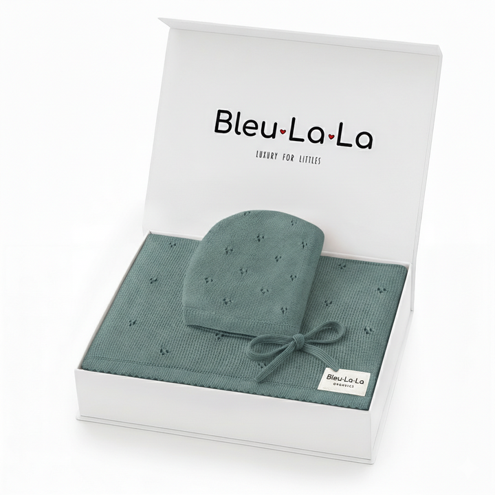 Pointelle Swaddle Blanket + Hat Set