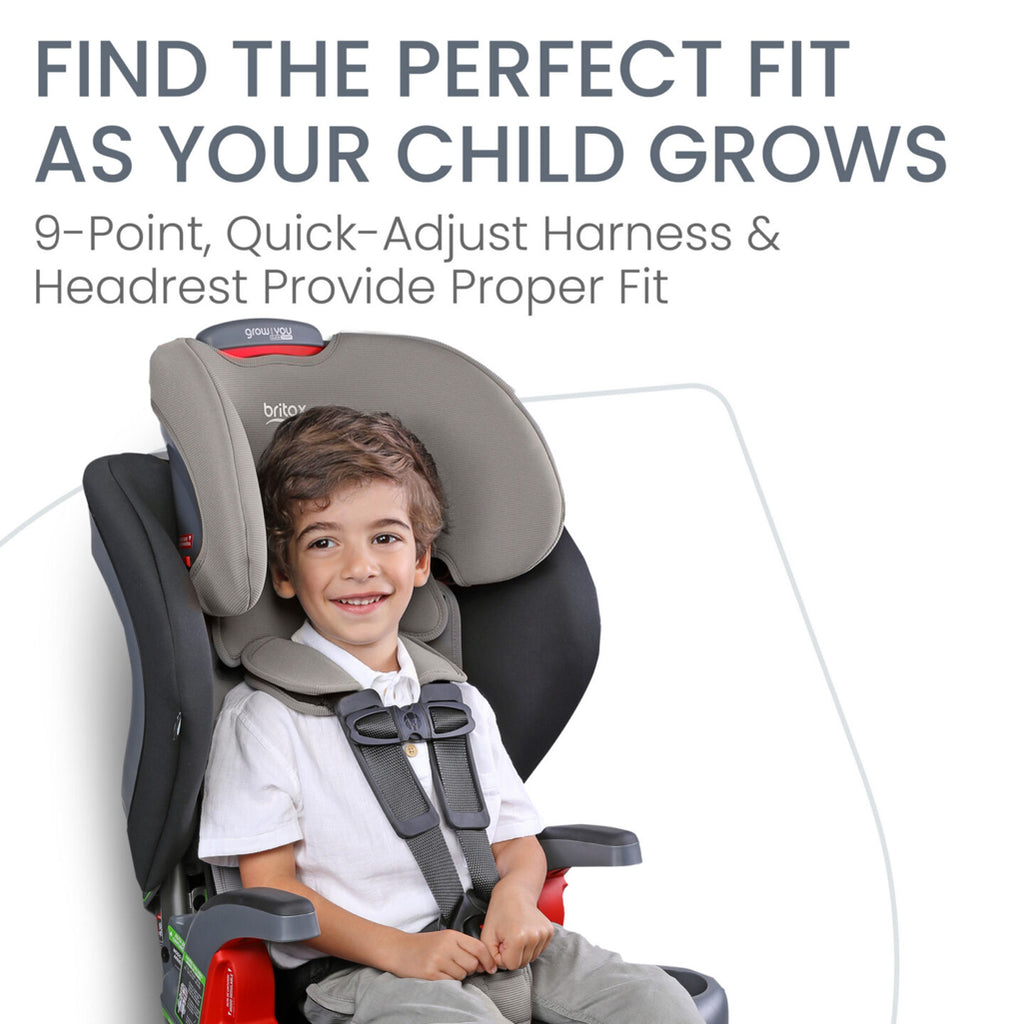 Gray Britax Grow With You ClickTight Harness-2-Booster Seat, a high-performance Britax grow with you clicktight harness-2-booster car seat.