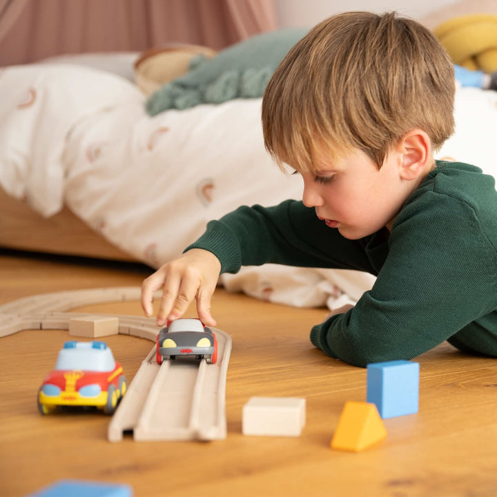 Watch little hands zoom around with HABA Cars - My First Racetrack, a playful Montessori toy.