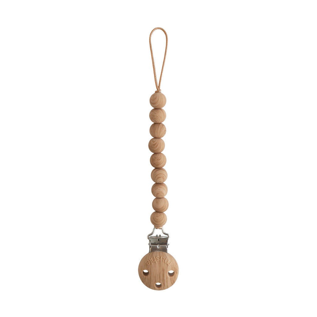 Hera Faux wood pacifier clip from Mushi