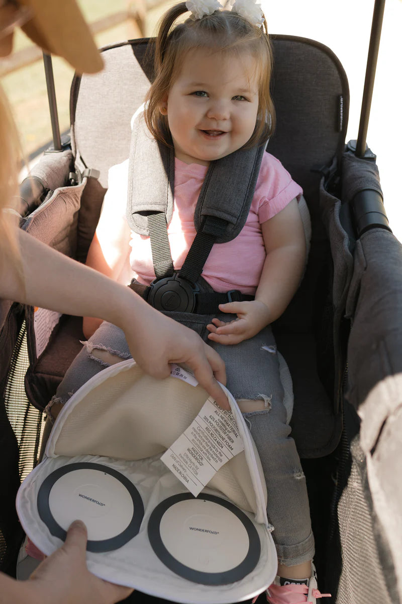 Upgrade any double stroller with the Wonderfold Cooling Seat Cushion, offering breathable padding for hot day outings