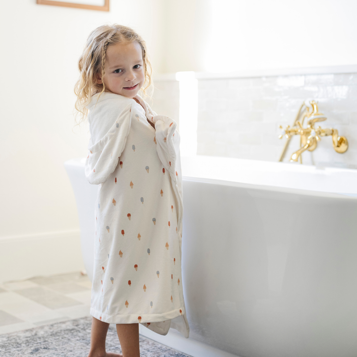 Saranoni Hooded Towels in Ice Cream, baby towel perfect for warmth, softness, and post-bath cuddles.