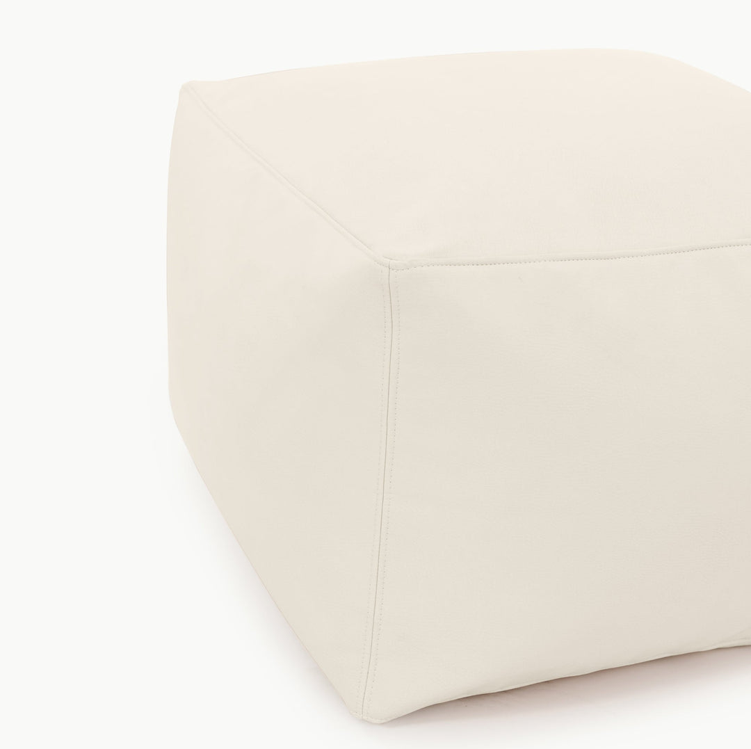 Gathre sqaure pouf in ivory 