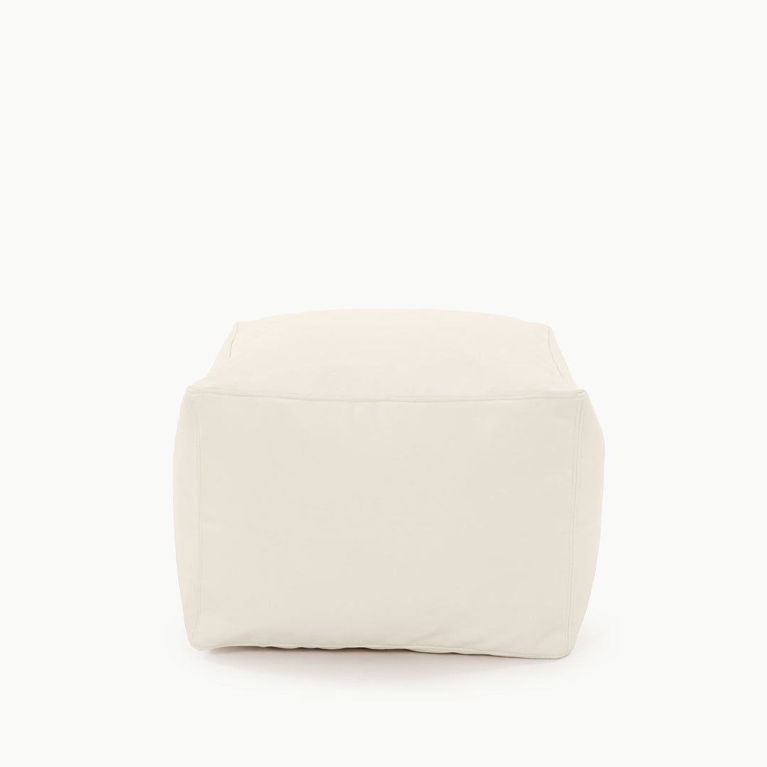 Gather square ivory pouf ottoman