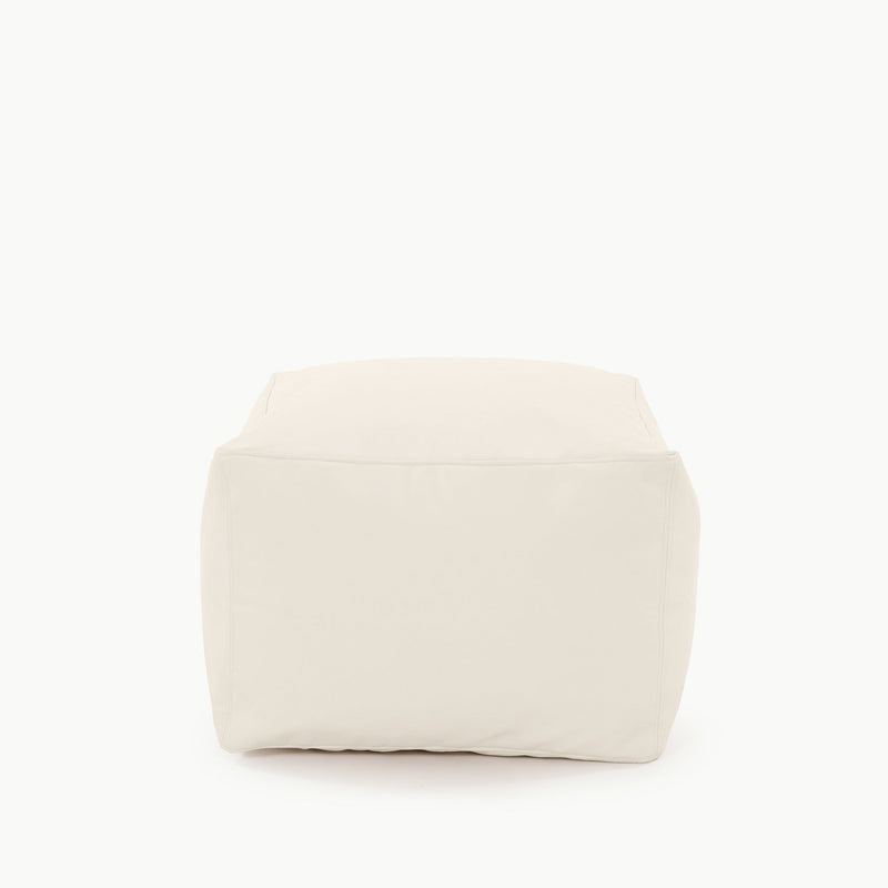 Gather square ivory pouf ottoman