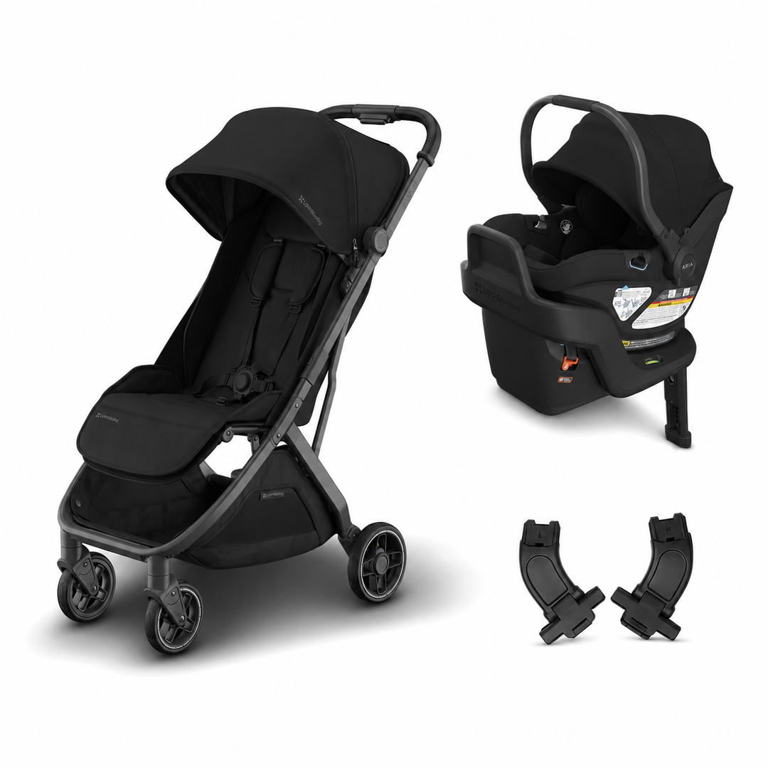 UPPAbaby Minu V3 Aria V2 James Black travel system — best all-black compact stroller infant seat bundle