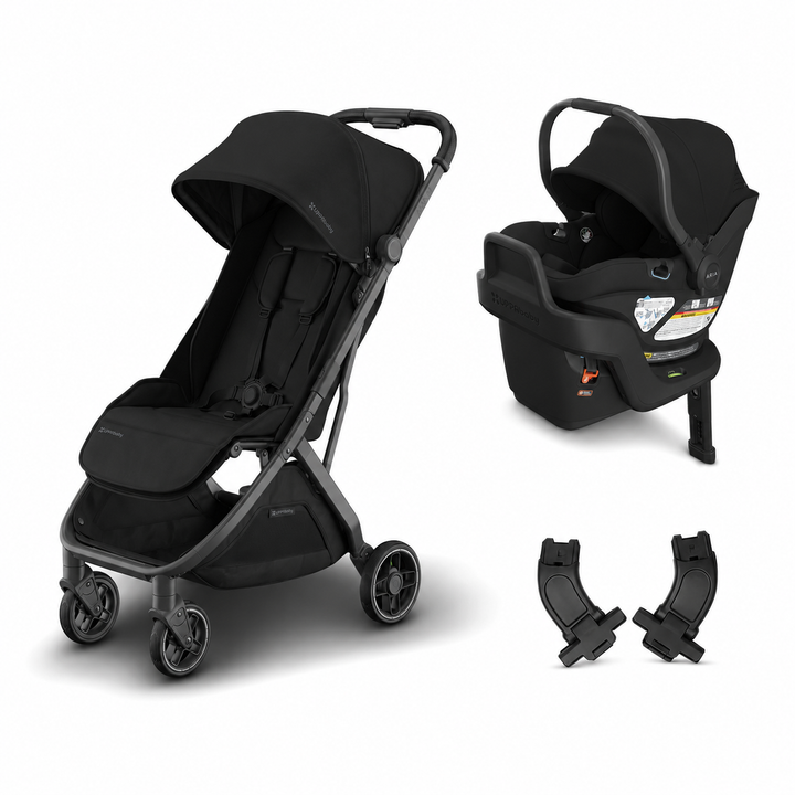 UPPAbaby Minu V3 Aria V2 James Black travel system — best all-black compact stroller infant seat bundle