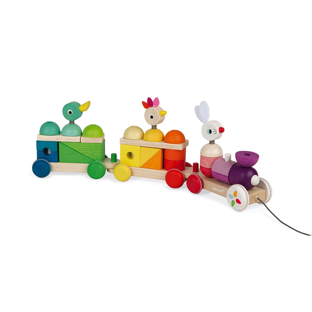 Janod multicolor pull along train kids toys