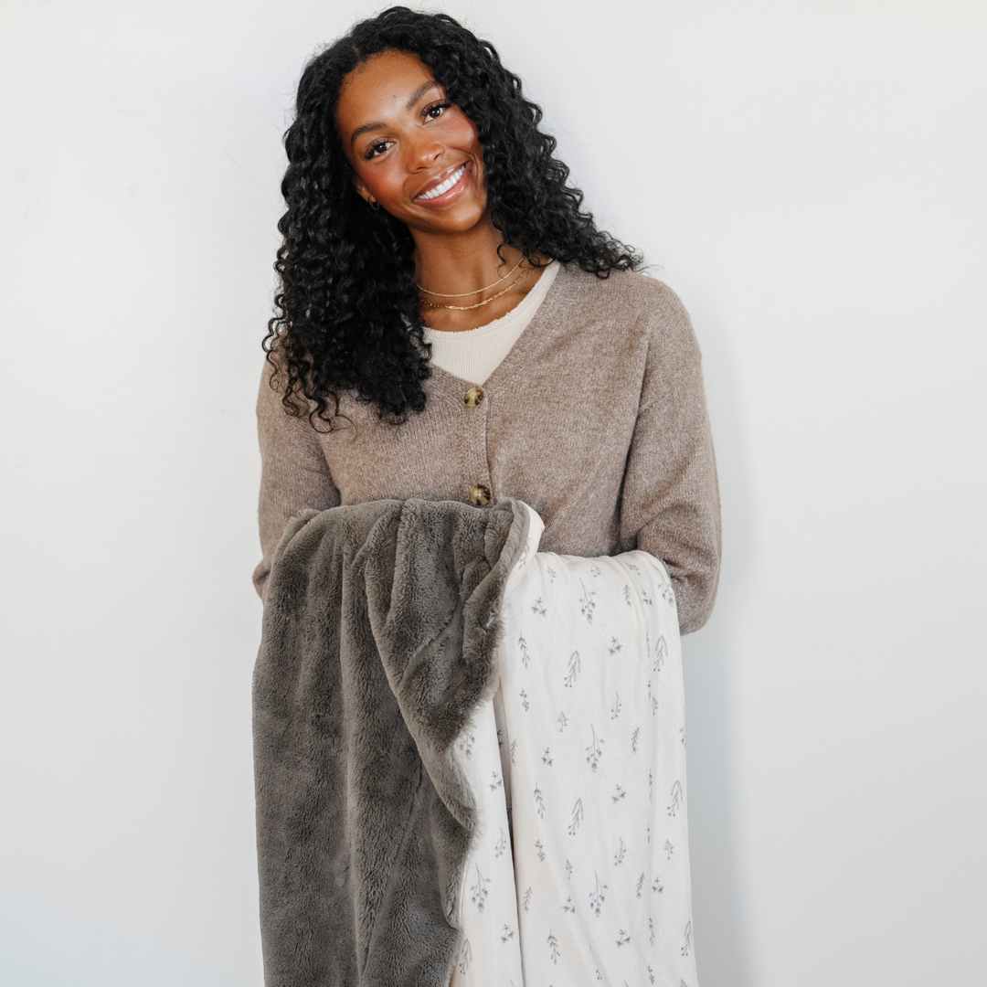 The Jasmine Throw Minky/Lush XL Blanket by Saranoni makes adorable baby girl blankets.