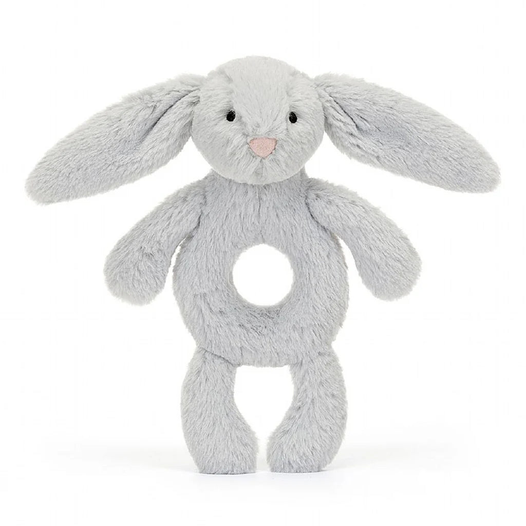 Jellycat stuffed animal grey bunny rattle