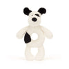 Jellycat plush bashful black cream puppy rattle