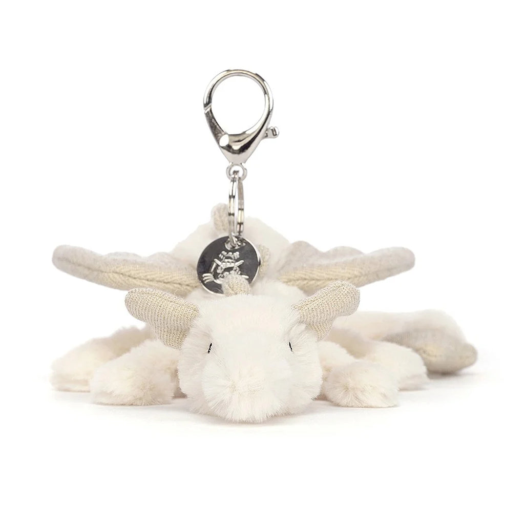 jellycats white dragon stuff animal bag charm