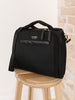 JuJuBe Diaper Satchel in Black offering three ways to carry: satchel, backpack, or messenger