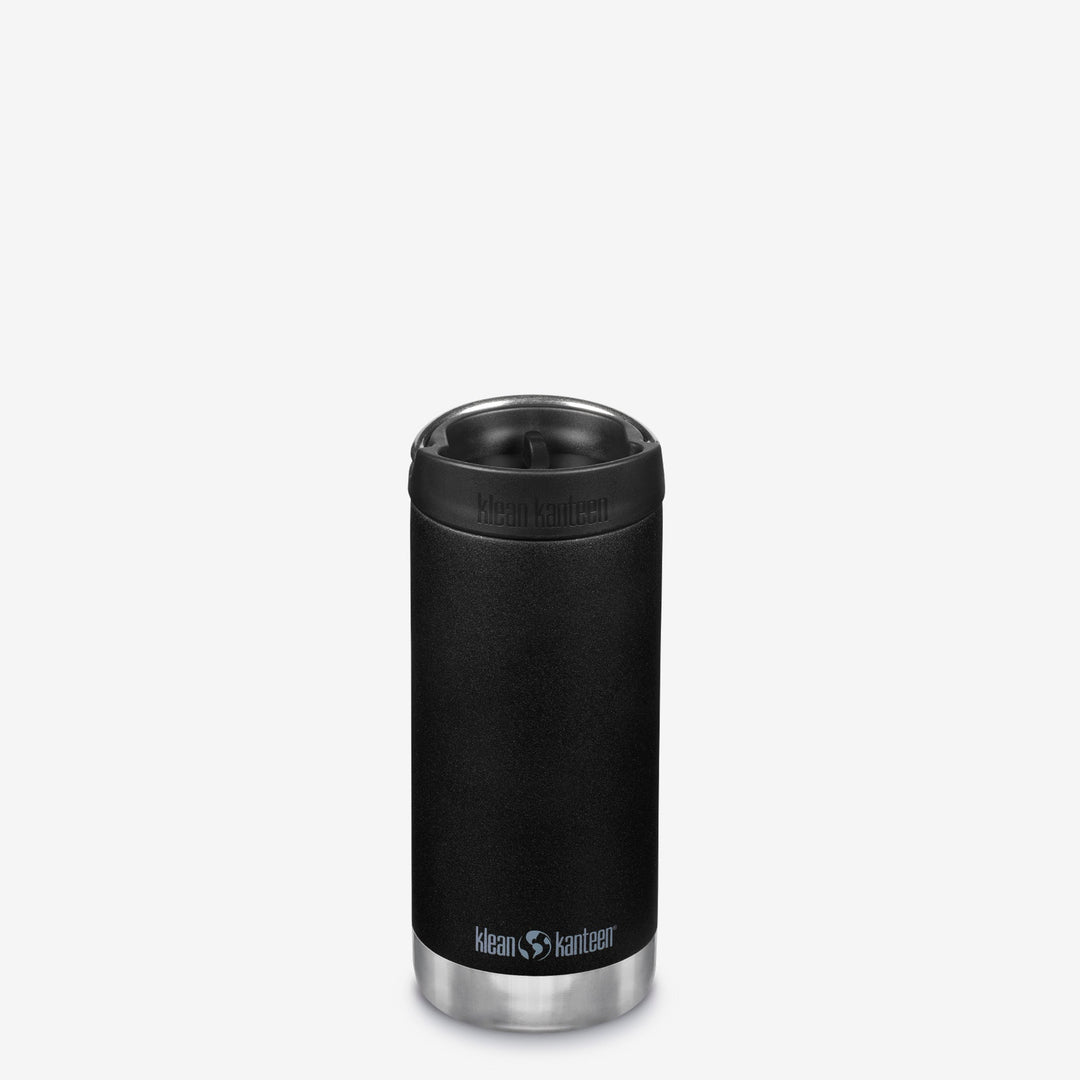 Black Klean Kanteen 12oz TKWide with Cafe Cap, natural materials and durable construction.
