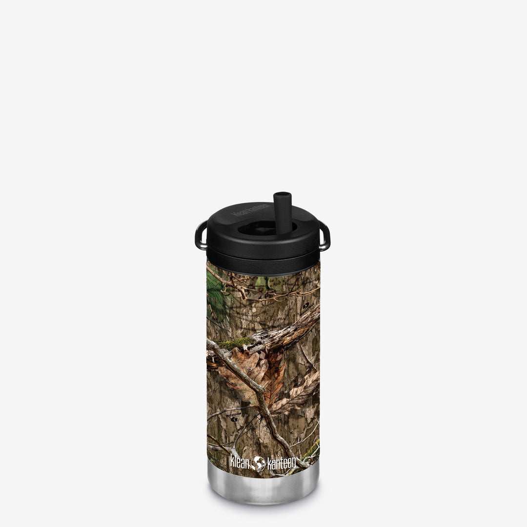 Klean Kanteen 12oz TKWide Mossy Oak CountryDNA, lightweight stainless steel bottle with built in straw.