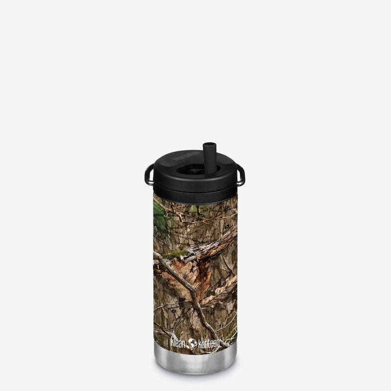 Klean Kanteen 12oz TKWide Mossy Oak CountryDNA, lightweight stainless steel bottle with built in straw.