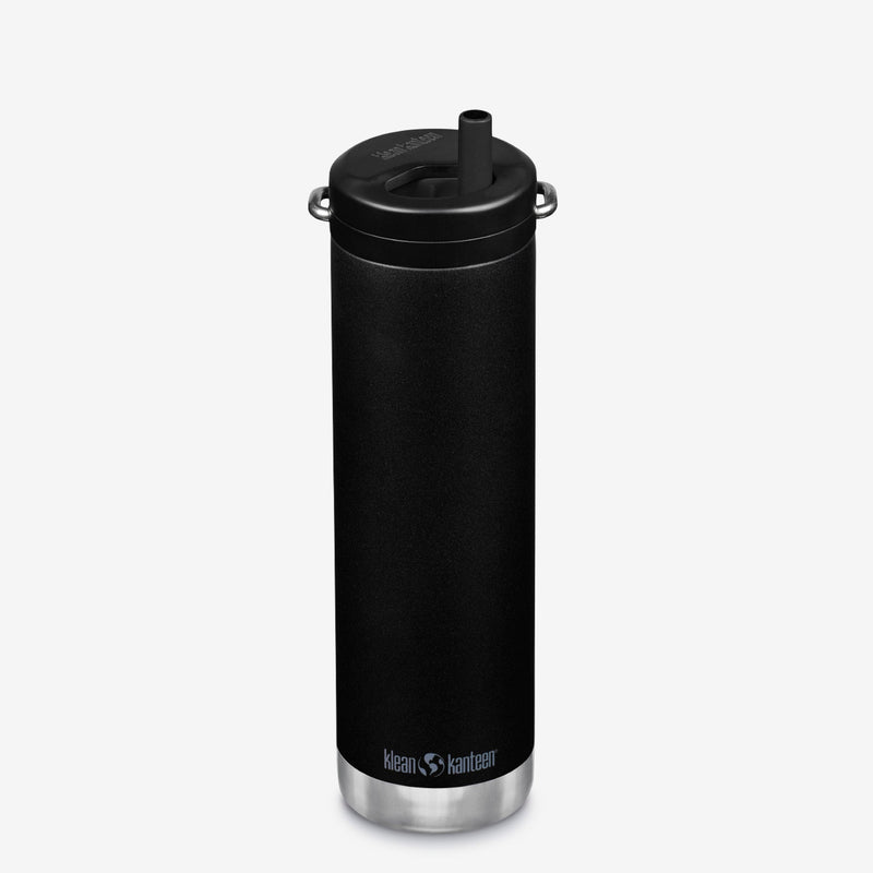 Black Klean Kanteen 20oz TKWide with Twist Cap, stainless steel bottle for hydration on the go.
