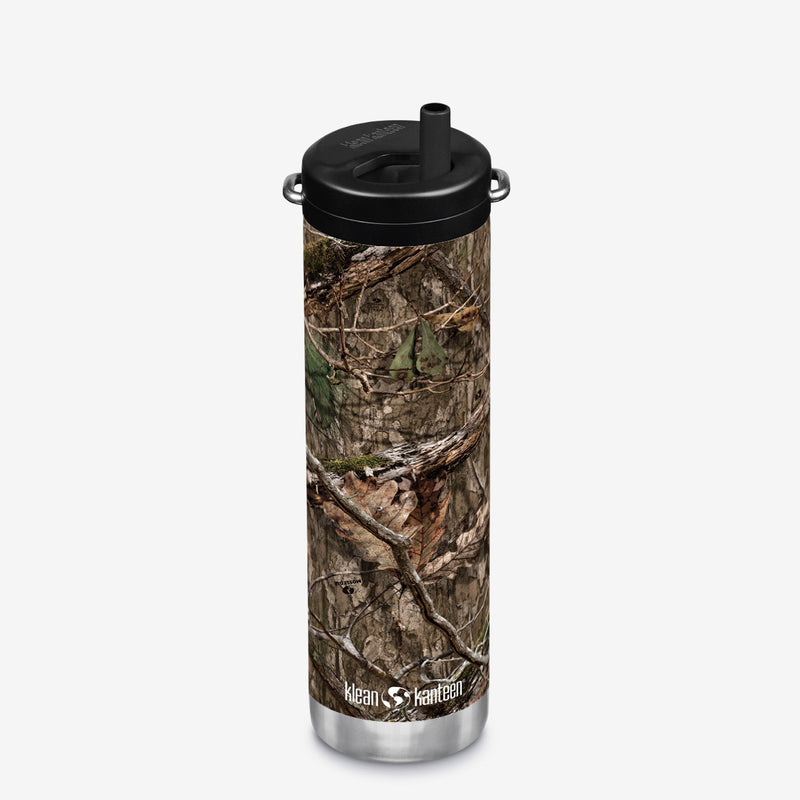 Mossy Oak CountryDNA Klean Kanteen 20oz TKWide with Twist Cap, rugged metal design for hydration outdoors.