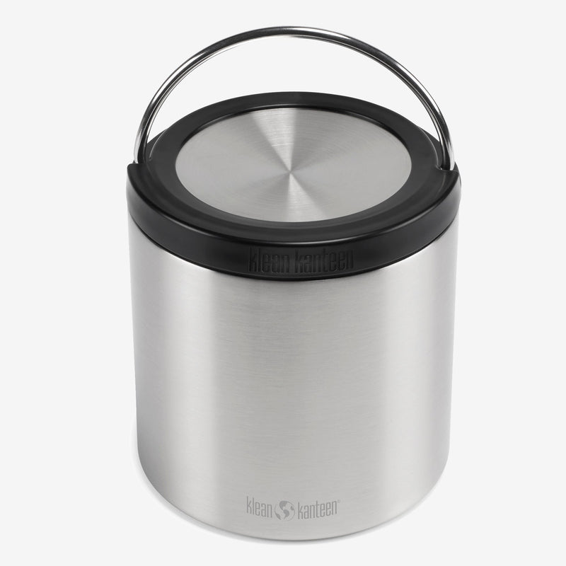Brushed Stainless Klean Kanteen 32oz TKCanister Food Container, leak proof and perfect for packed lunches.