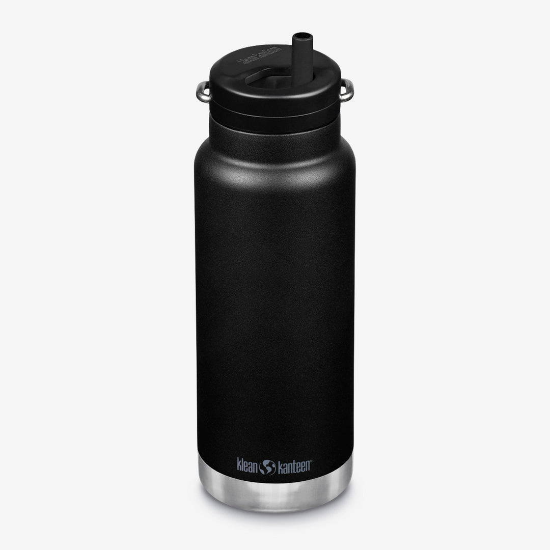 Full shot of Klean Kanteen 32oz TKWide with Twist Cap in Black, featuring vacuum insulation and modern look