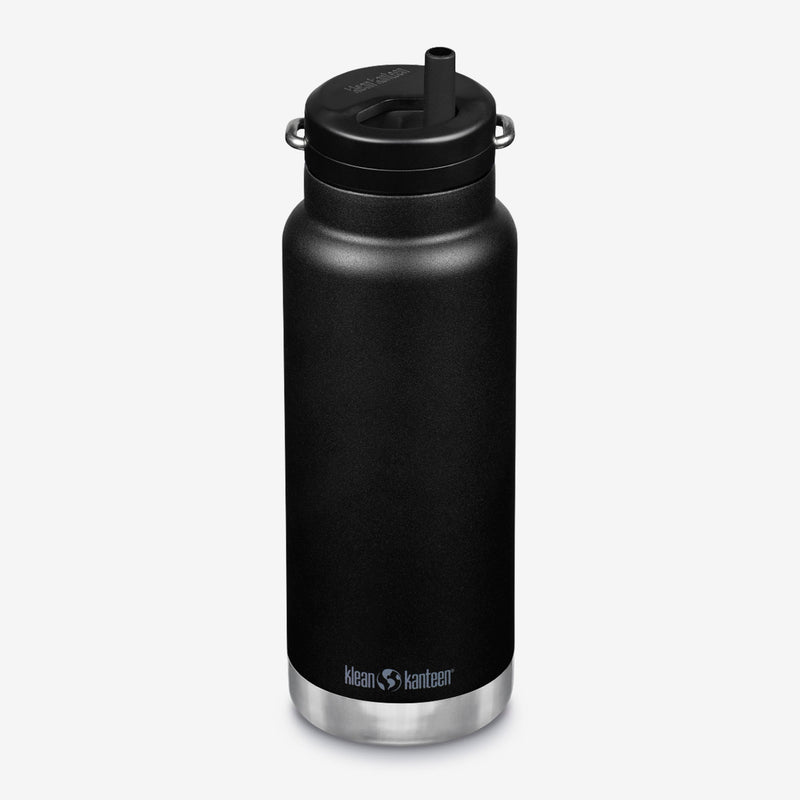 Full shot of Klean Kanteen 32oz TKWide with Twist Cap in Black, featuring vacuum insulation and modern look