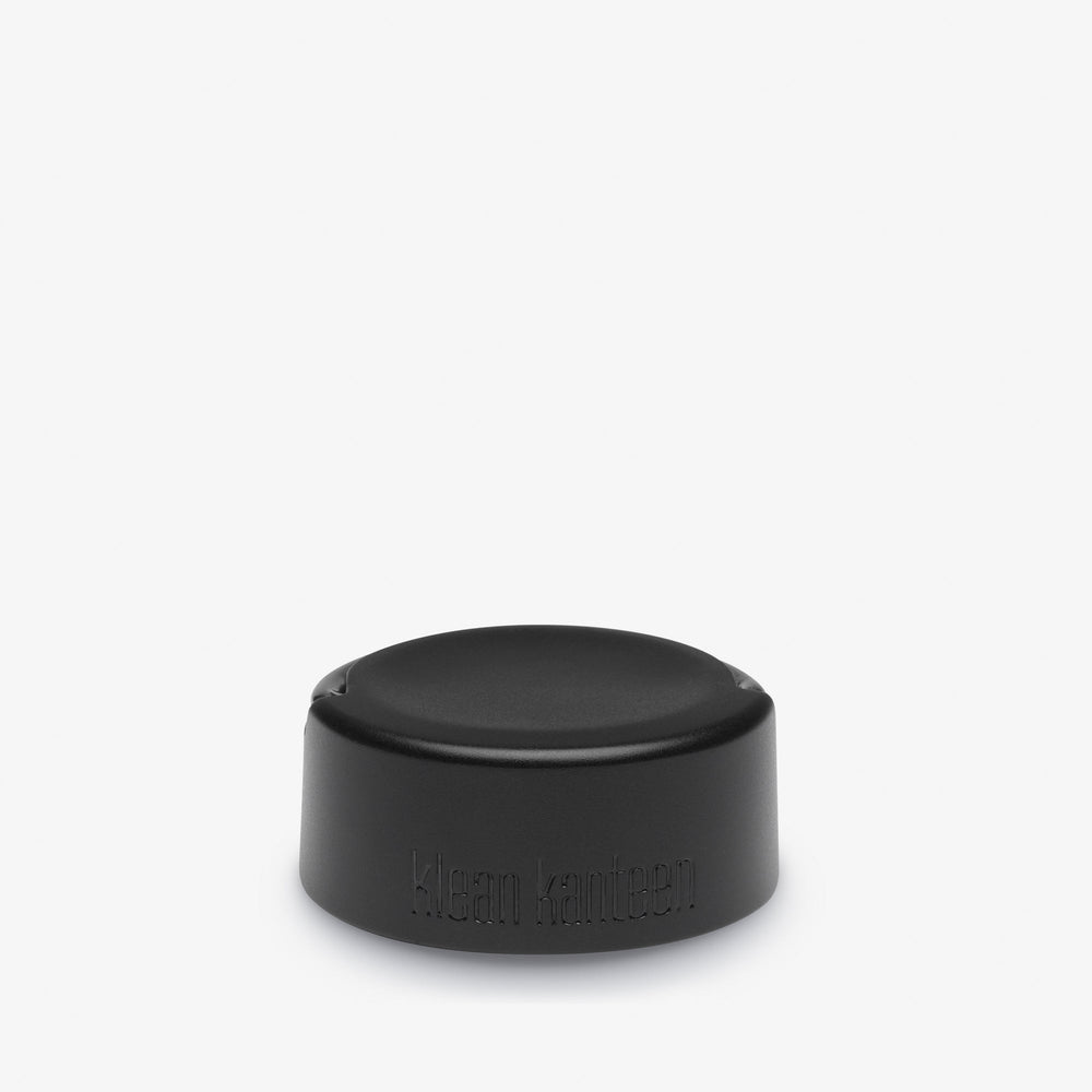 Close-up of Klean Kanteen 27oz Wide Black Bottle with Loop Cap, lightweight and crafted from non toxic metal for easy to carry use.
