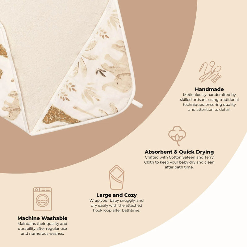 Crane Baby Kendi Hooded Towel, soft hooded baby towels designed for warmth and absorbency after every bath.